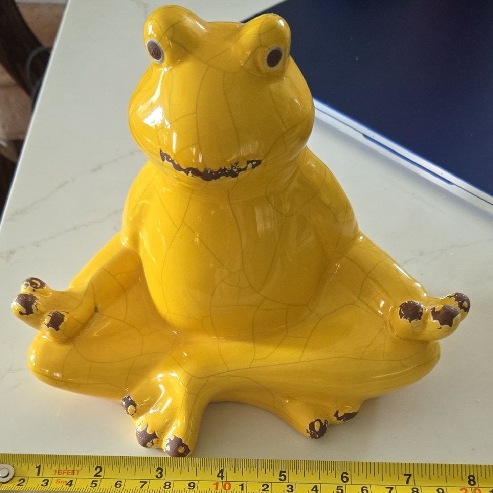 Source Unknown Yellow Frog Figurine